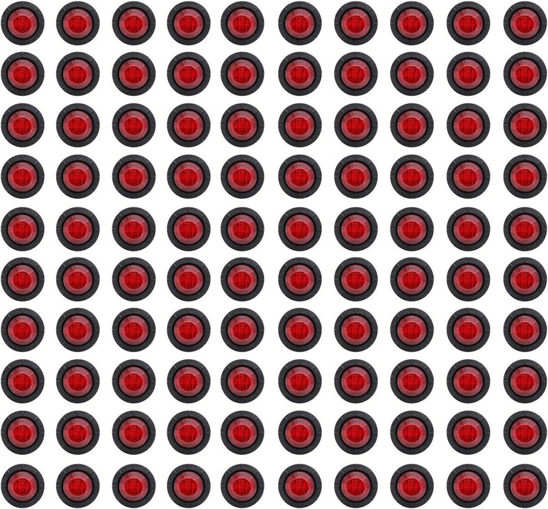 TMH (Pack of 100) 3/4 Inch Mount RED LED Clearance Bullet Marker lights, Side LED marker lights for trailer Truck RV Car Bus Van - Image 1